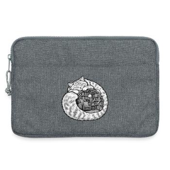 Schlafende Katze mit einer gemütlichen Bibliothek - Laptoptasche 13" - Grau meliert - Vorne