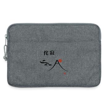 Fuji Berglandschaft mit rotem Sonnenkreis - Laptoptasche 13" - Grau meliert - Vorne