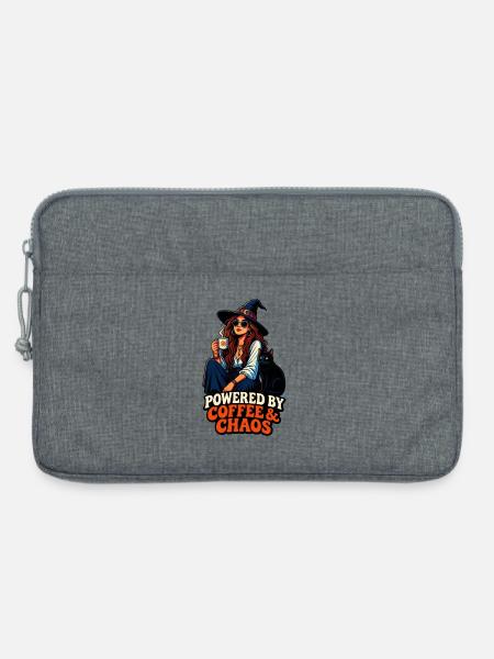 Kaffee Chaos Boho-Girl & Katze - Laptoptasche 13" - Grau meliert