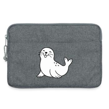 Fröhliche Robbe Cartoon - Laptoptasche 13" - Grau meliert - Vorne