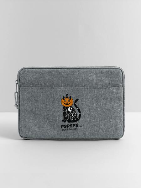 Pspsps oder Saures – Schwarze Katze Halloween - Laptoptasche 13" - Grau meliert - Vorne