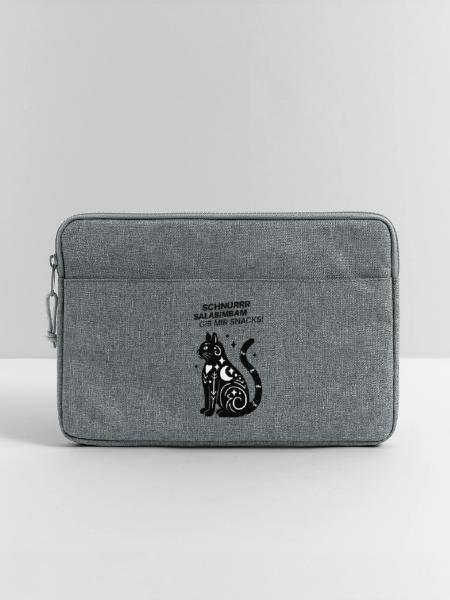 Schnurrrsalabimbam - Gib mir Snacks! - Katze - Laptoptasche 13" - Grau meliert - Vorne