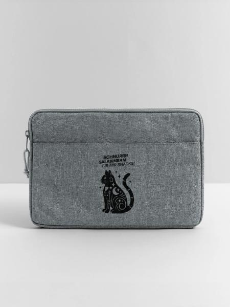 Schnurrrsalabimbam - Gib mir Snacks! - Katze - Laptoptasche 13" - Grau meliert - Vorne
