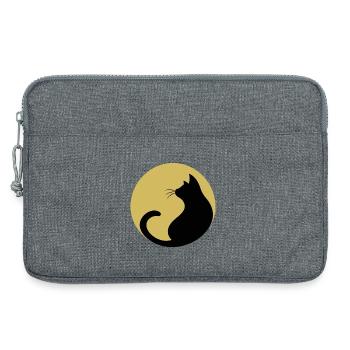 schwarze Katze vor Mond - Laptoptasche 13" - Grau meliert - Vorne