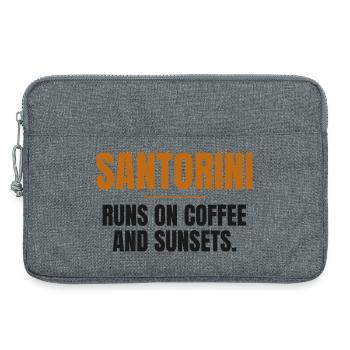 Santorini lebt von Kaffee und Sonnenuntergängen - Laptoptasche 13" - Grau meliert - Vorne