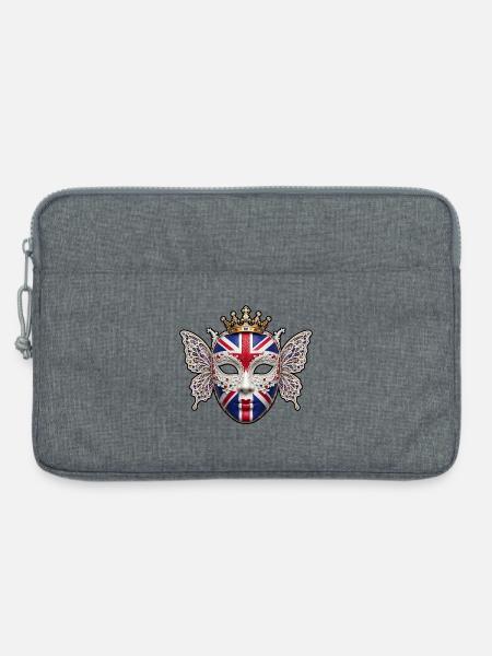 Britische königliche Maske mit Schmetterlingen - Laptoptasche 13" - Grau meliert