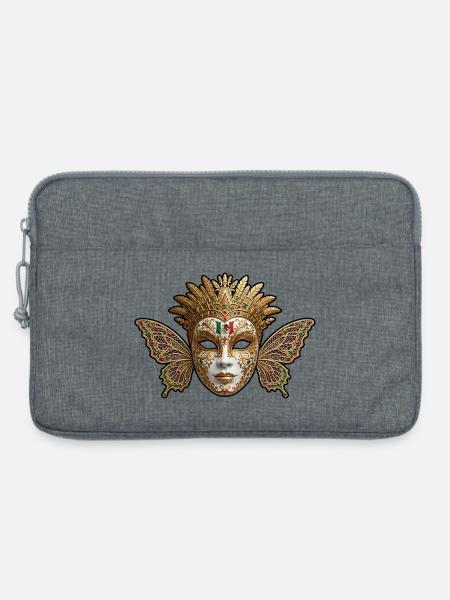 Goldgeflügelte Karnevalsmaske - Laptoptasche 13" - Grau meliert