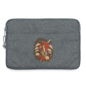 Japanische Hasefamilie & Red Sun – Vintage Wildtiere - Laptoptasche 13" - Grau meliert - Vorne