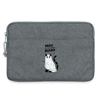 Miau äh ich meine Buuh! - Katze Gespenst Halloween - Laptoptasche 13" - Grau meliert - Vorne