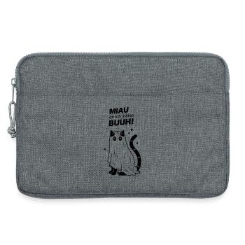 Miau äh ich meine Buuh! - Katze Gespenst Halloween - Laptoptasche 13" - Grau meliert - Vorne