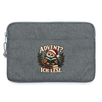 Advent? Ich lese. – Wintereule mit Büchern - Laptoptasche 13" - Grau meliert - Vorne