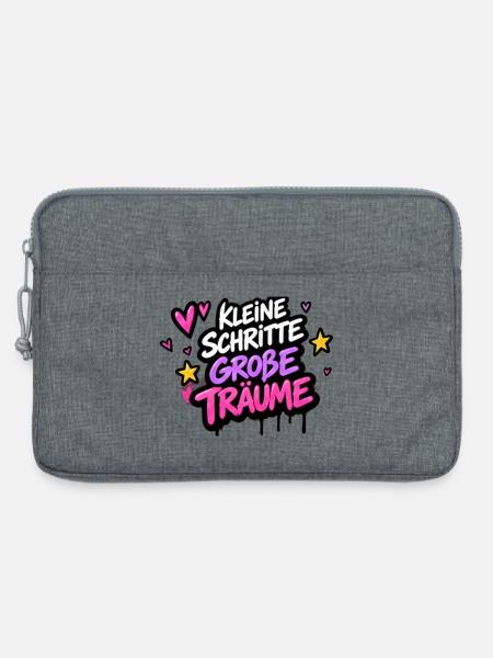 Kleine Schritte Große Träume Neon - Laptoptasche 13" - Grau meliert