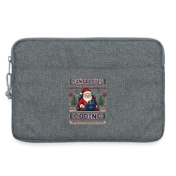 Santa Loves Coding – Pixel Ugly Sweater Look - Laptoptasche 13" - Grau meliert - Vorne