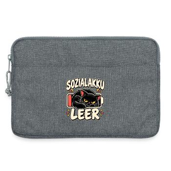 Sozialakku leer Katze - Laptoptasche 13" - Grau meliert - Vorne