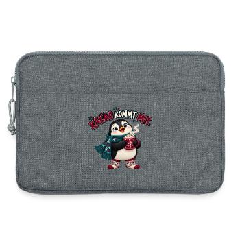 Kakao kommt mit – Pinguin im Winter - Laptoptasche 13" - Grau meliert - Vorne