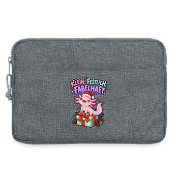 Klein. Festlich. Fabelhaft. – Weihnachts-Axolotl - Laptoptasche 13" - Grau meliert - Vorne