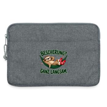 Bescherung? Ganz langsam – Weihnachts-Faultier - Laptoptasche 13" - Grau meliert - Vorne