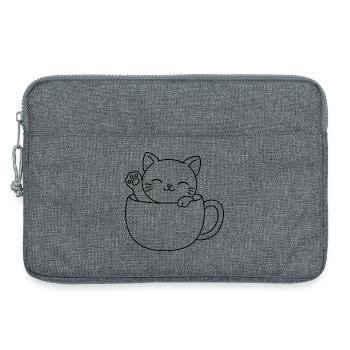 Süßes Teetassen-Kätzchen - Laptoptasche 13" - Grau meliert - Vorne