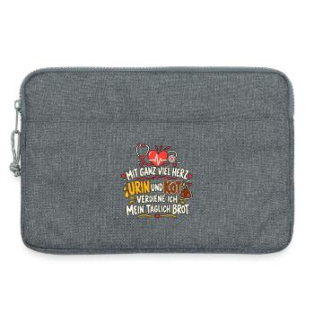 Pflegehumor – Mit Herz, Urin und Kot - Laptoptasche 13" - Grau meliert - Vorne