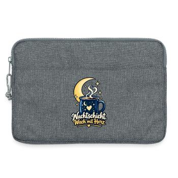 Nachtschicht Shirt mit Mond - Spruch Nachtschicht - Laptoptasche 13" - Grau meliert - Vorne