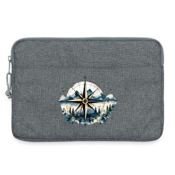 Kompass – Aquarellmotiv für Weltenbummler - Laptoptasche 13" - Grau meliert - Vorne