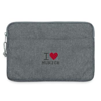 Ich liebe München mit Herz bestickt - Laptoptasche 13" - Grau meliert - Vorne