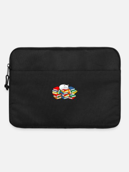 Bücher Katze - Laptoptasche 15" - Schwarz