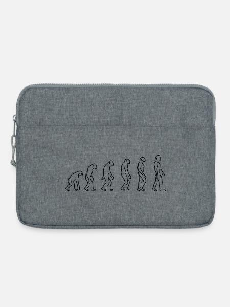Die Evolution Silhouette Geschenk Shirt - Laptoptasche 15" - Grau meliert
