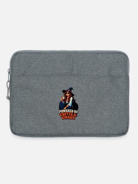Kaffee Chaos Boho-Girl & Katze - Laptoptasche 15" - Grau meliert