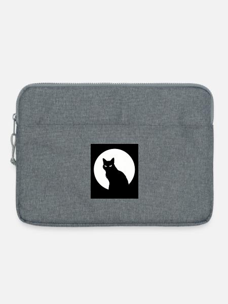 Katze Vollmond - Laptoptasche 15" - Grau meliert