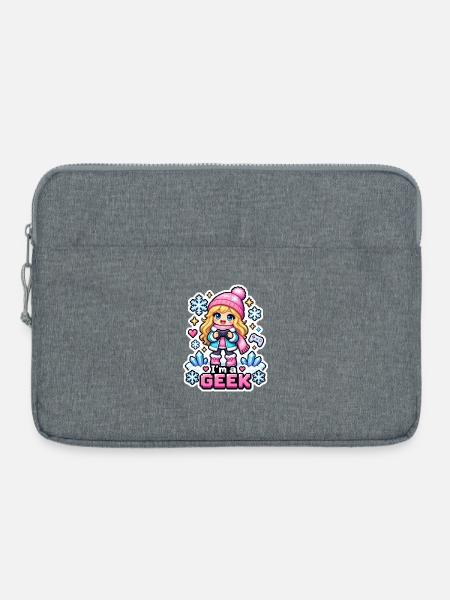 ICH BIN EIN NERD - Kawaii Wintermädchen - Laptoptasche 15" - Grau meliert