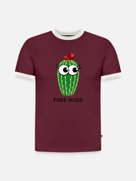 free hugs cactus - Slim Fit Männer Organic Contrast T-Shirt - Burgunderrot/Off-White