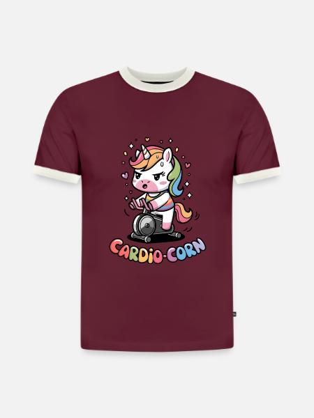 Cardio-corn - Slim Fit Men's Organic Contrast T-Shirt - burgundy/off white
