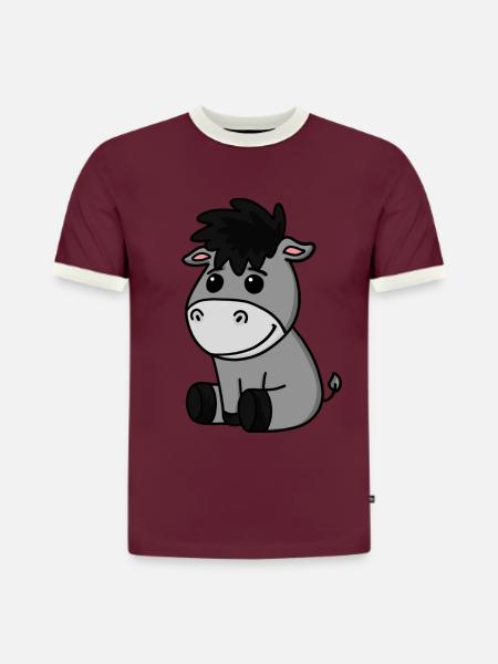 Bébé âne - T-shirt contrasté homme slim fit en coton bio - bordeaux/blanc cassé