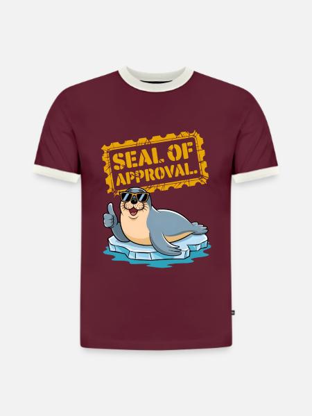Seal Of Approval - Slim Fit Men's Organic Contrast T-Shirt - burgundy/off white