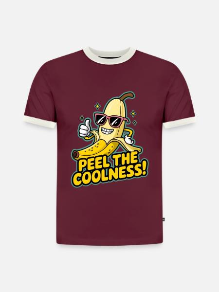 Schälen Sie die Coolness! - Slim Fit Männer Organic Contrast T-Shirt - Burgunderrot/Off-White