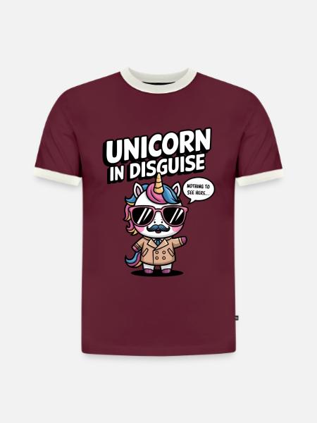 Unverkleidetes Einhorn - Slim Fit Männer Organic Contrast T-Shirt - Burgunderrot/Off-White