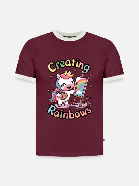 Creating Rainbows - Slim Fit Men's Organic Contrast T-Shirt - burgundy/off white