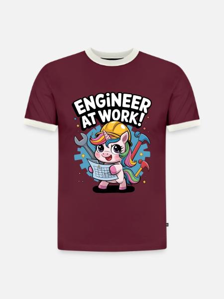 Engineer At Work! - Slim Fit Men's Organic Contrast T-Shirt - burgundy/off white