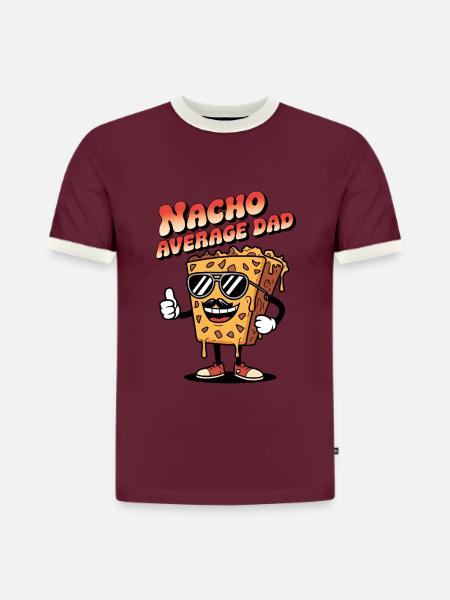 Nacho Average Dad - Slim Fit Men's Organic Contrast T-Shirt - burgundy/off white