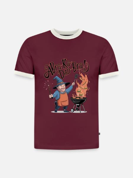 AbraKa-Dad-Bra! - Slim Fit Men's Organic Contrast T-Shirt - burgundy/off white