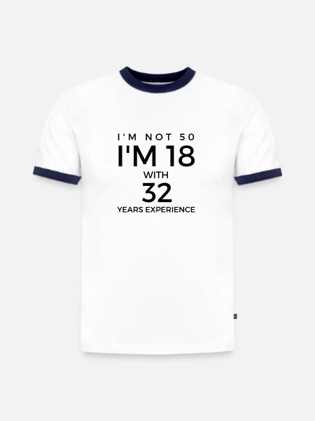 50-årsdag - si til 50-årsdag - Slim fit kontrast-T-skjorte for herre i økologisk bomull - hvit/marineblå
