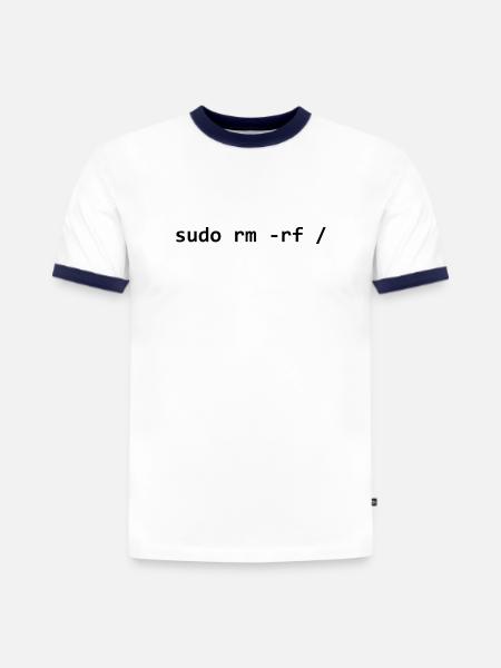 sudo rm rf - T-shirt contrasté homme slim fit en coton bio - blanc/bleu marine