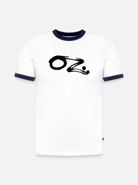 OZ - Slim Fit Männer Organic Contrast T-Shirt - Weiß/Navyblau