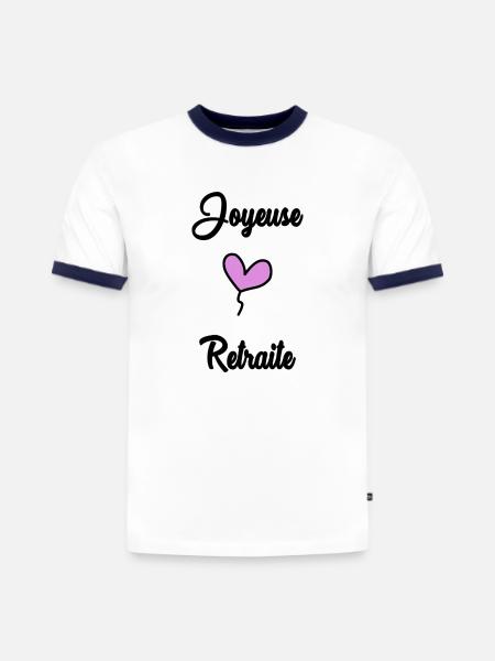 RETIREMENT. RETIREMENT. RETIRED. RETIREMENT - Slim Fit Men's Organic Contrast T-Shirt - white/navy