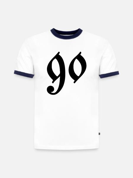 90 - T-shirt contrasté homme slim fit en coton bio - blanc/bleu marine