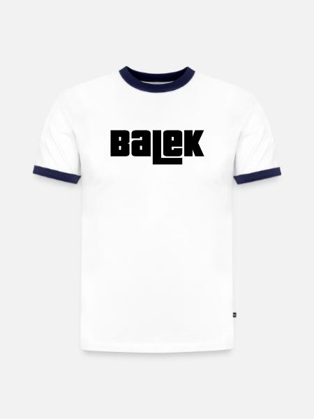 Balek - T-shirt contrasté homme slim fit en coton bio - blanc/bleu marine