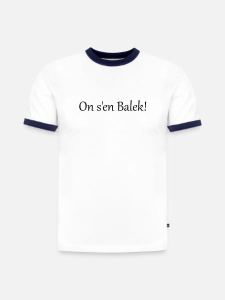 On s'en balek - T-shirt contrasté homme slim fit en coton bio - blanc/bleu marine