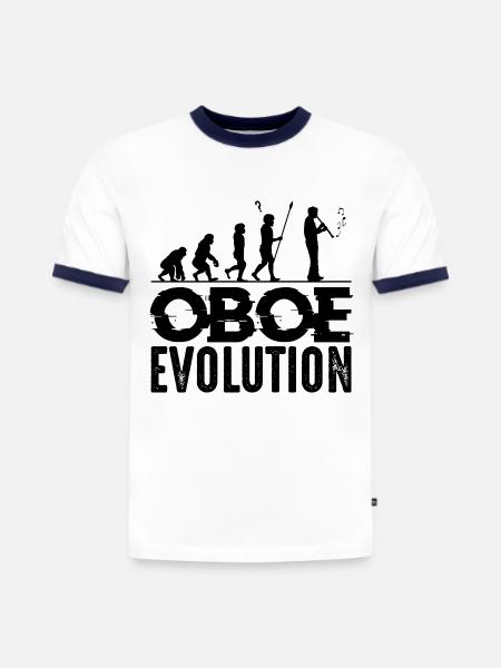 Oboe - Slim Fit Männer Organic Contrast T-Shirt - Weiß/Navyblau
