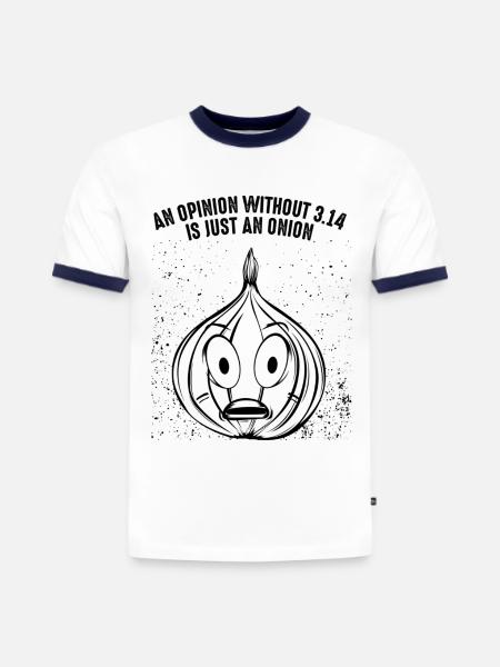 Oignon Math Pi - T-shirt contrasté homme slim fit en coton bio - blanc/bleu marine